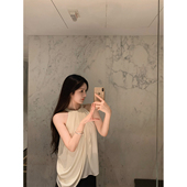 THE 现货9折 SWAN司凰轻奢纯欲挂脖针织背心女夏设计感上衣