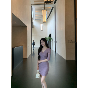 弹力修身 娇娇感 包臀裙温柔气质蕾丝收腰连衣裙 SWAN司凰轻奢 THE