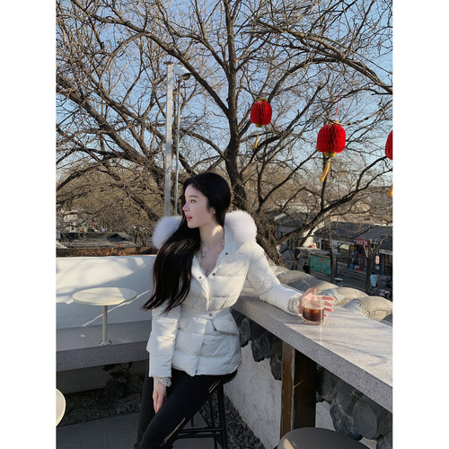 初雪氛围90白鸭绒短款羽绒服