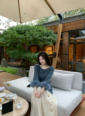 THE SWAN司凰轻奢 贵女多穿领澳洲羊毛针织上衣/美貌百褶针织半裙