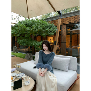 美貌百褶针织半裙 贵女多穿领澳洲羊毛针织上衣 THE SWAN司凰轻奢