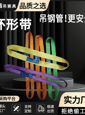钢管吊带起重吊带白色扁平彩色模具涤纶环形吊装带0.30.51T吨包邮