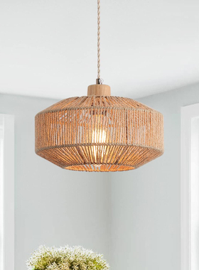 麻绳吊灯店铺商用餐厅阳台灯具创意个性复古工业风怀旧民宿风灯罩