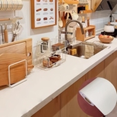 奶油色厨房台面贴纸柜灶台用加厚自粘耐高温纯色防水防油翻新贴纸