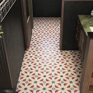 设计师款南洋风复古自粘地板贴防水防滑浴室阳台民宿翻新改造贴纸