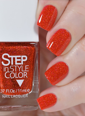 爆闪新年红 俄罗斯dance legend指甲油STEP大红亮片全息镭射5free