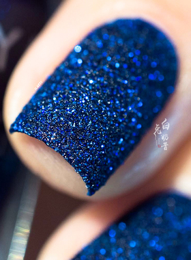 巨显白墨蓝色 白兔奶昔ZOYA指甲油waverly砂砾微闪深蓝色免烤速干