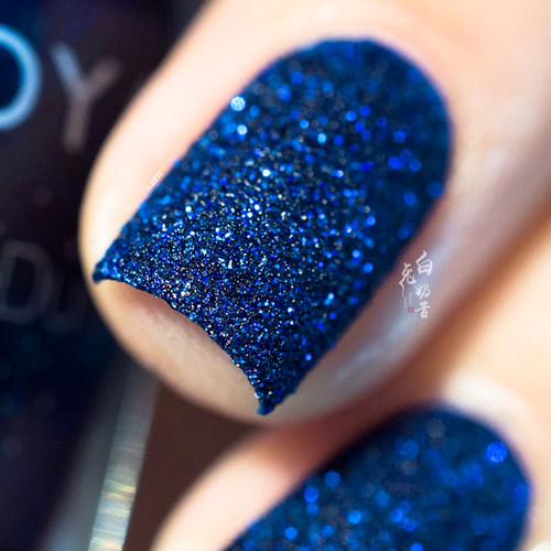 巨显白墨蓝色 白兔奶昔ZOYA指甲油waverly砂砾微闪深蓝色免烤速干