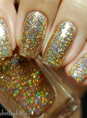 [爆闪亮片]白兔奶昔FUN Lacquer指甲油My Favourite香槟浅金holo