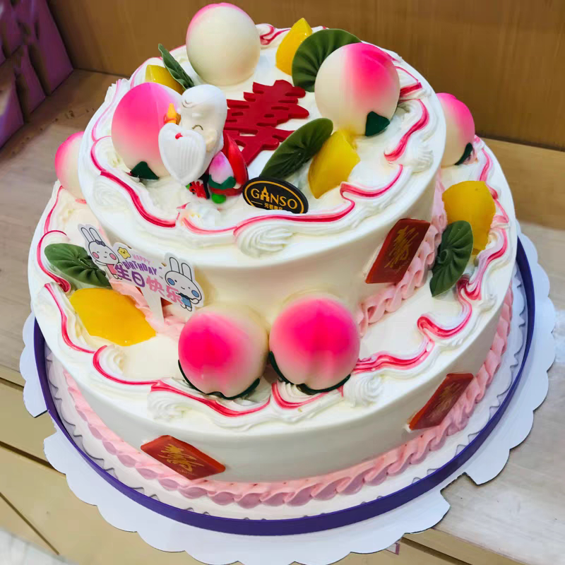 元祖生日蛋糕双层同城送祝寿济南沈阳重庆四川提货券卡老人长辈