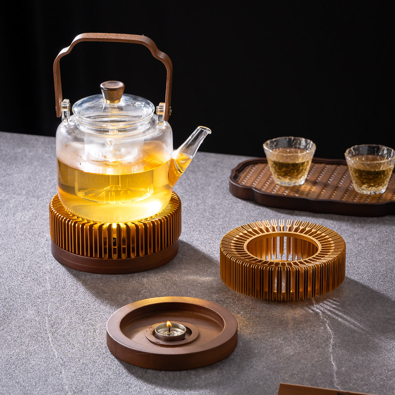中式暖茶器玻璃壶底座温茶器图片