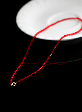 极细奥地利施家红水晶项链锁骨链
