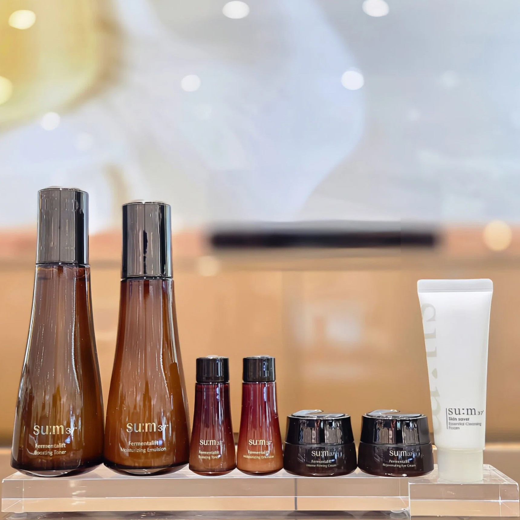 su:m37°呼吸苏秘黑茶水乳精华面霜小样5ml补水保湿韩国直邮代购