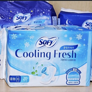 韩国SOFY苏菲棉柔冰爽卫生巾干爽吸收力强量多不回渗不闷正品 代购