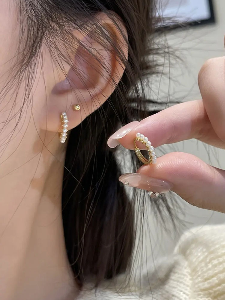 珍珠耳扣耳圈轻奢小巧时尚