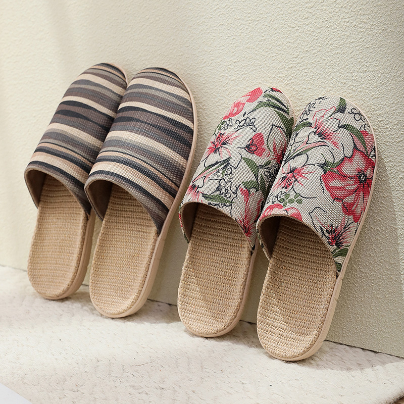 软底居家防滑透气不臭脚亚麻拖鞋
