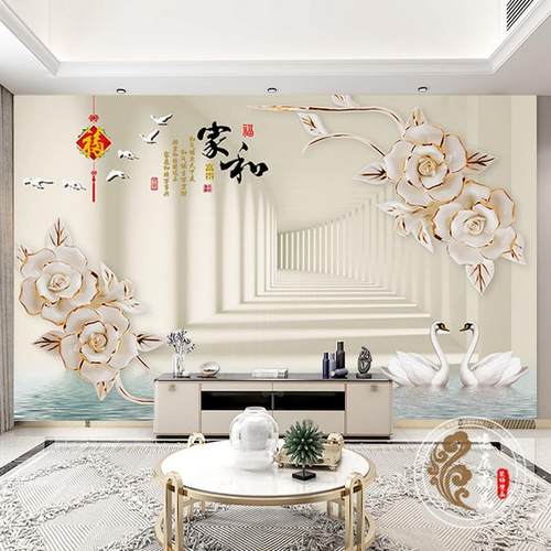 定制现代简约5D立体客厅电视背景墙壁纸影视墙壁画8D立体墙纸墙布