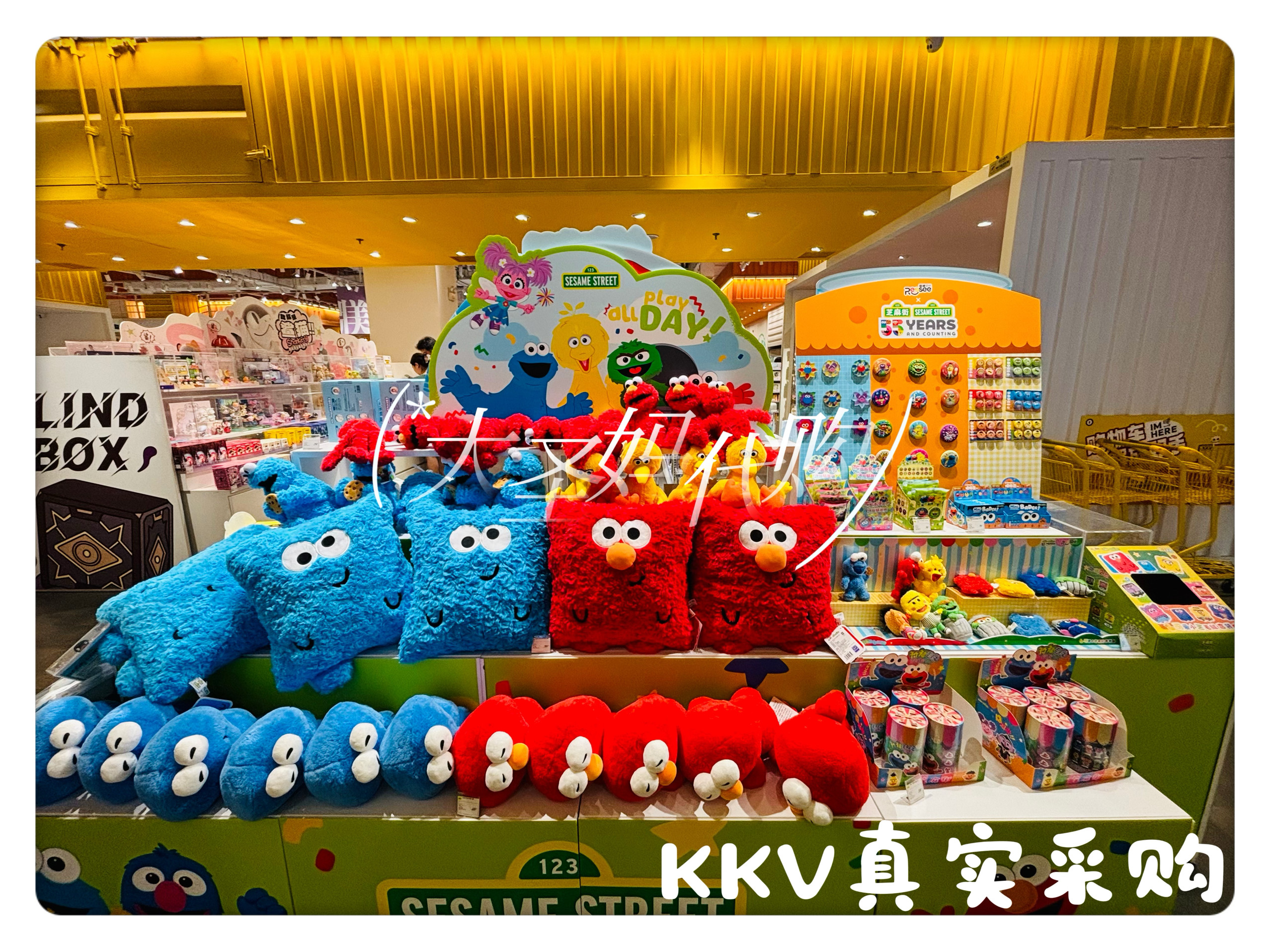 【KKV代购】芝麻街系列毛绒玩具靠背盲盒挂件冰箱贴徽章