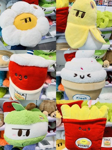 【KKV新品】VEF食物系列毛绒玩具香蕉可乐薯条苹果冰激淋太阳蛋