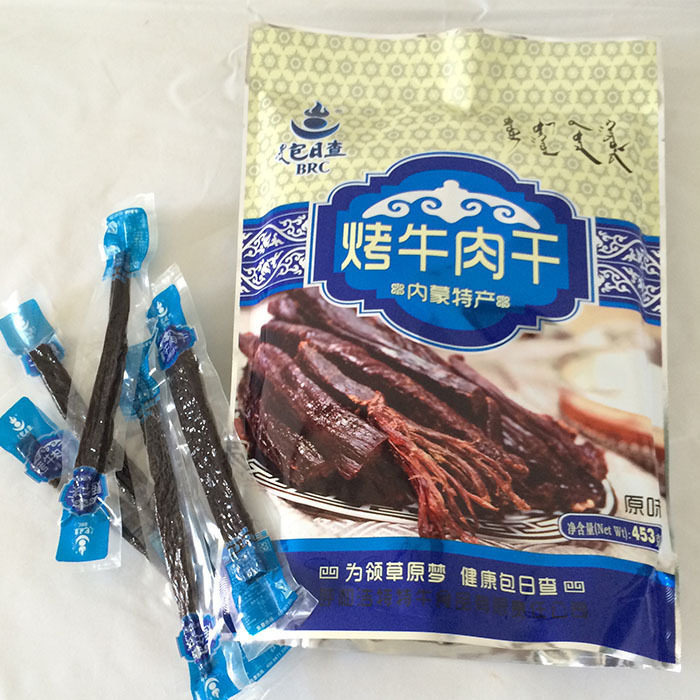 包日查碳烤风干牛肉干条453g内蒙古草原特产黄牛工艺零食美味小吃