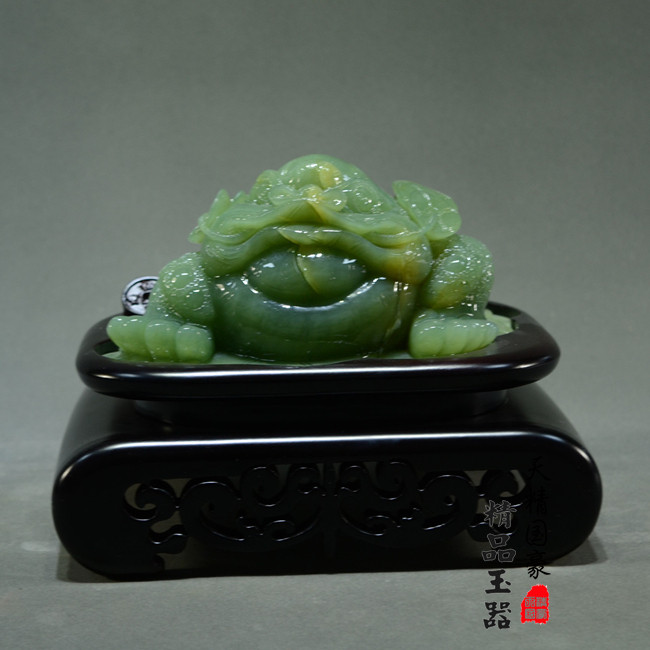 玉石摆件客厅天然岫玉摆件原石玉雕摆件家居玄关乔迁开业礼品金蟾