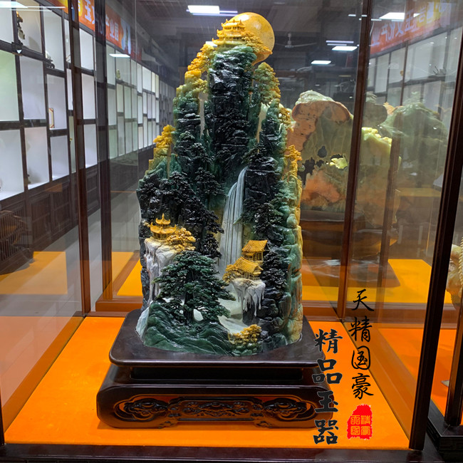 玉石摆件客厅天然岫玉摆件原石玉雕摆件水墨山水家居玄关乔迁送礼