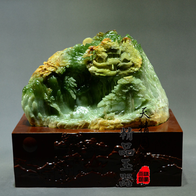 玉石摆件客厅天然岫玉摆件原石玉雕摆件家居玄关乔迁开业礼品山水