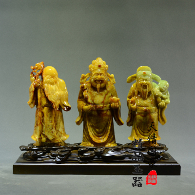 天精国豪天然岫玉福禄寿摆件