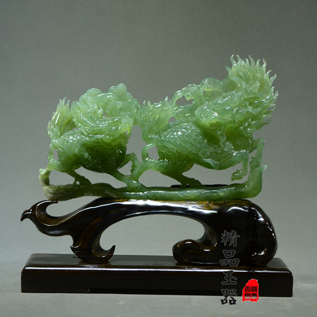 天然岫玉麒麟摆件家居玄关客厅