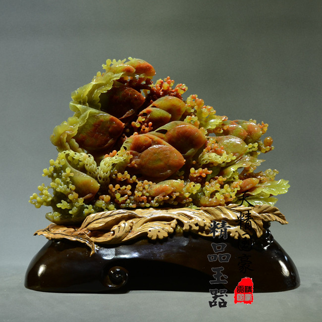 天然岫玉玉石摆件家居玄关客厅鱼