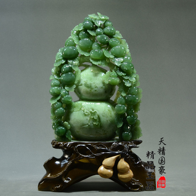 天精国豪天然岫玉葫芦摆件乔迁礼