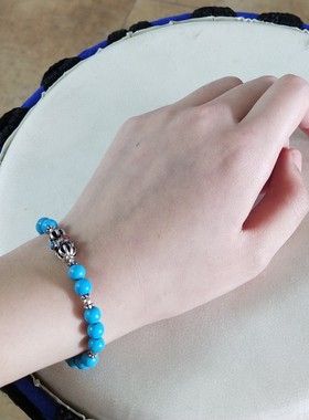 绿松石纯银金刚杵手串