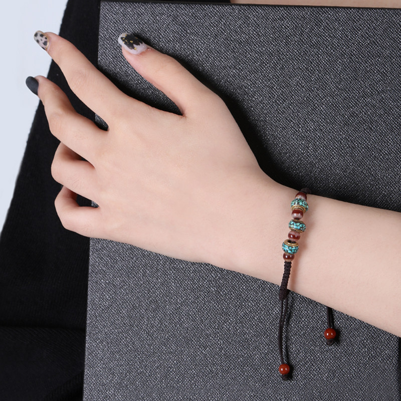 药师天珠绿松石金刚结手链正品