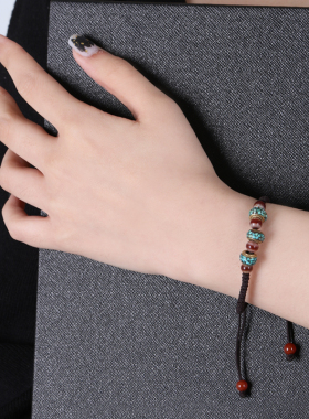 药师天珠绿松石金刚结手链正品