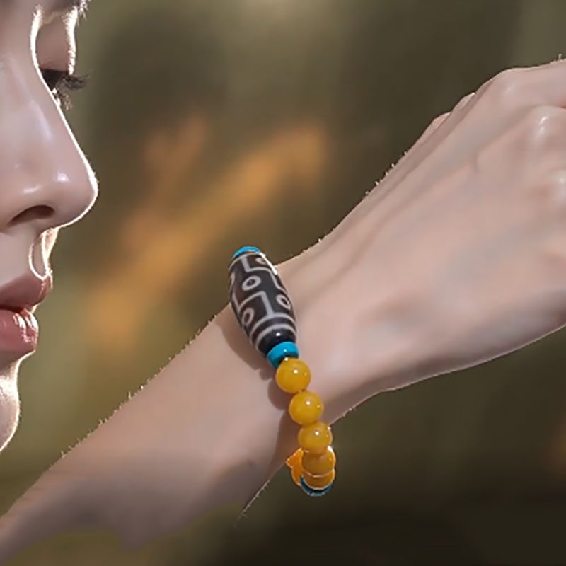 天然西藏九眼天珠手链