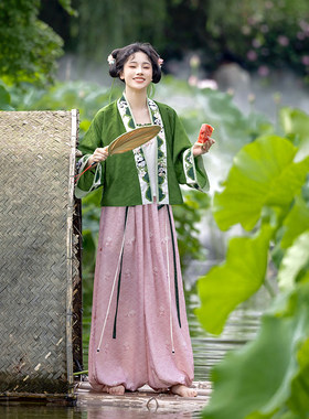 瞳莞原创滚滚一班貉袖吊带抹胸灯笼裤汉服日常套装清凉夏季新品