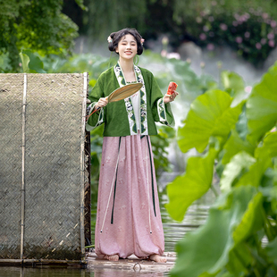 瞳莞原创滚滚一班貉袖吊带抹胸灯笼裤汉服日常套装清凉夏季新品