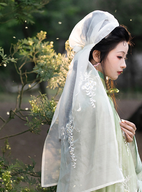 瞳莞原创等风来明制半透明头饰薄纱幅巾汉服妆造发饰2025春夏新品