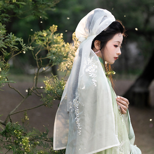 瞳莞原创等风来明制半透明头饰薄纱幅巾汉服妆造发饰2025春夏新品