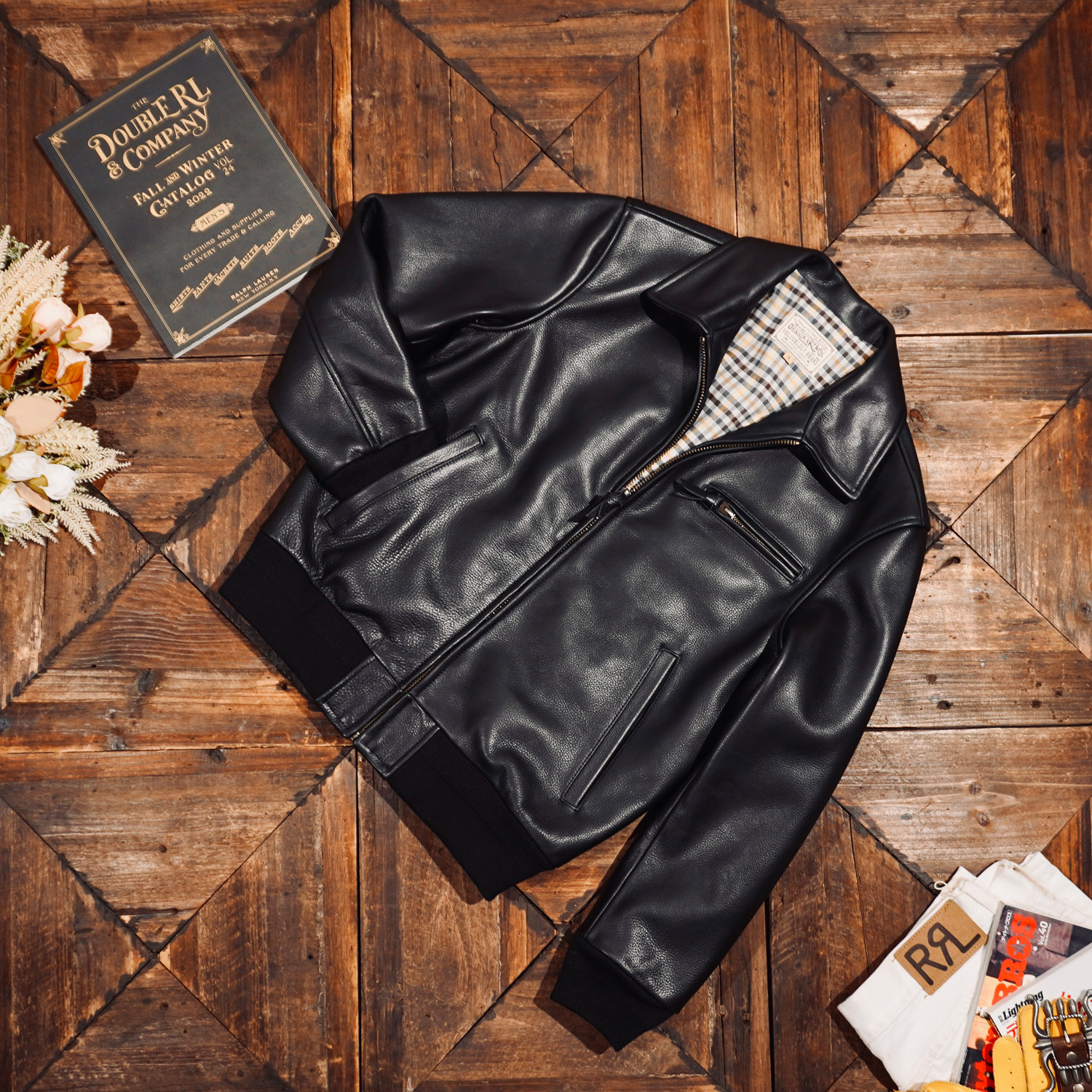 thumbnail for American retro baseball jacket, heavy-duty vegetable-tanned cowhide leather jacket, men's short MA-1 motorcycle casual VK