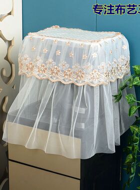 蕾丝茶吧机罩顶部紫色花朵方形饮水机套盖布艺防尘罩茶水吧水桶套