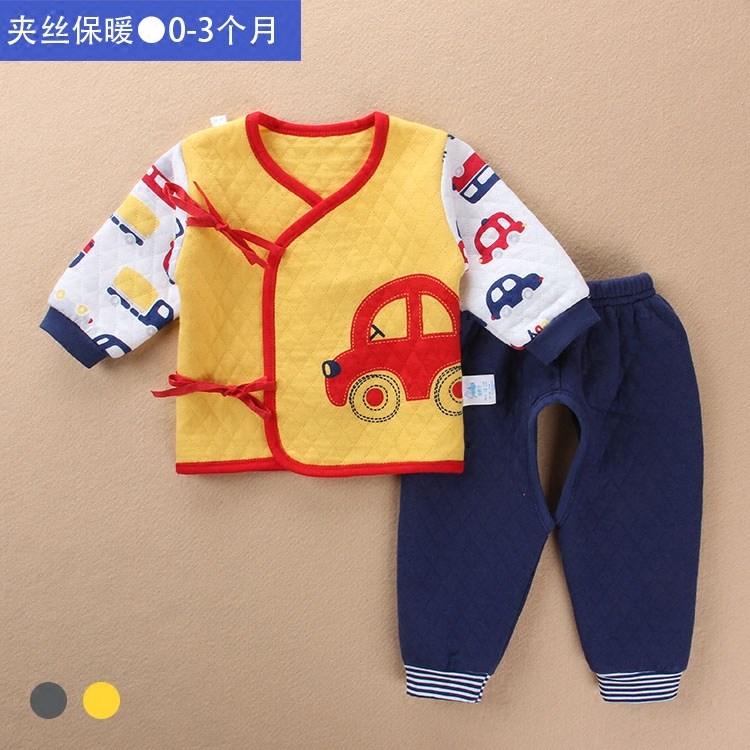 清仓婴儿秋冬绑带保暖内衣套装新生宝宝夹丝松紧腰和尚服加厚衣服