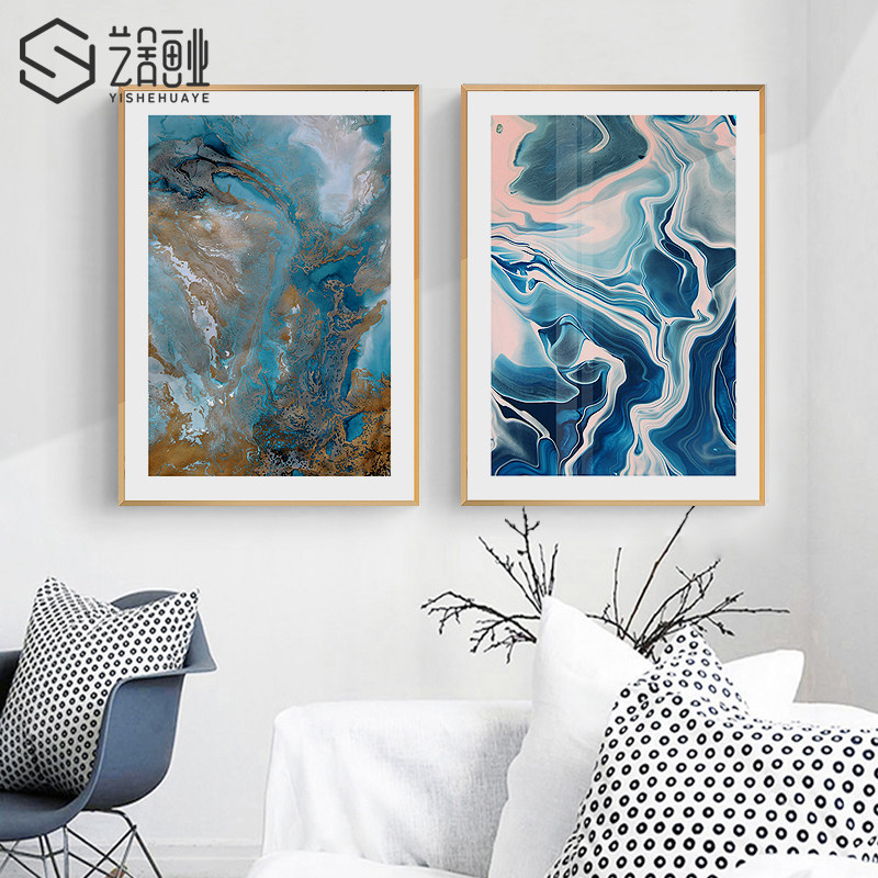 抽象风会所样板房沙发背景墙画