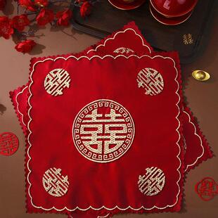 结婚红手帕婚庆红色刺手绣喜帕帕女方陪嫁用品婚礼专用喜庆小方巾