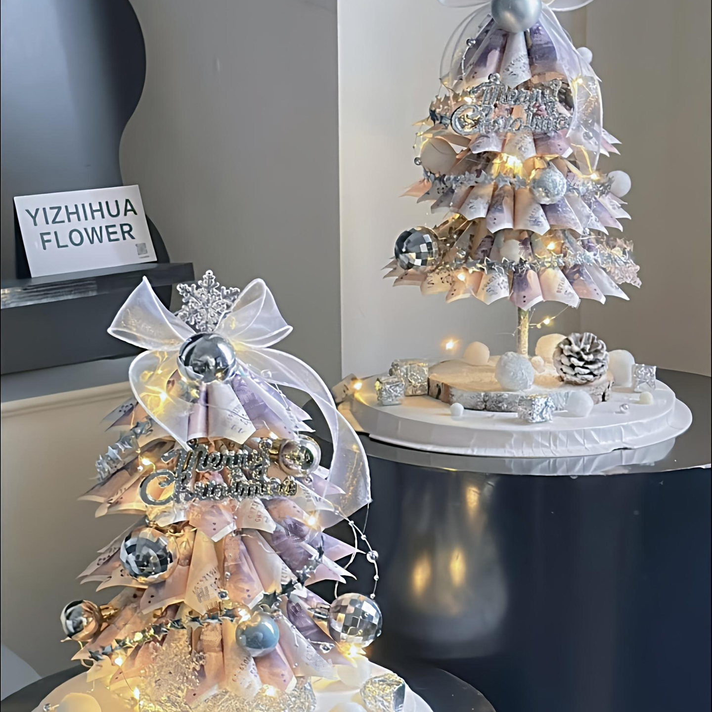 圣诞节网红烘焙蛋糕装饰摆件创意不一样的圣诞树雪花蝴蝶结插件