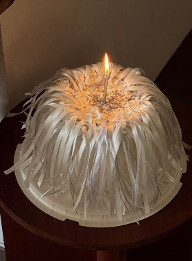 包邮网红女生生日蛋糕装饰丝带蝴蝶结唯美银葱银色白色氛围感插件