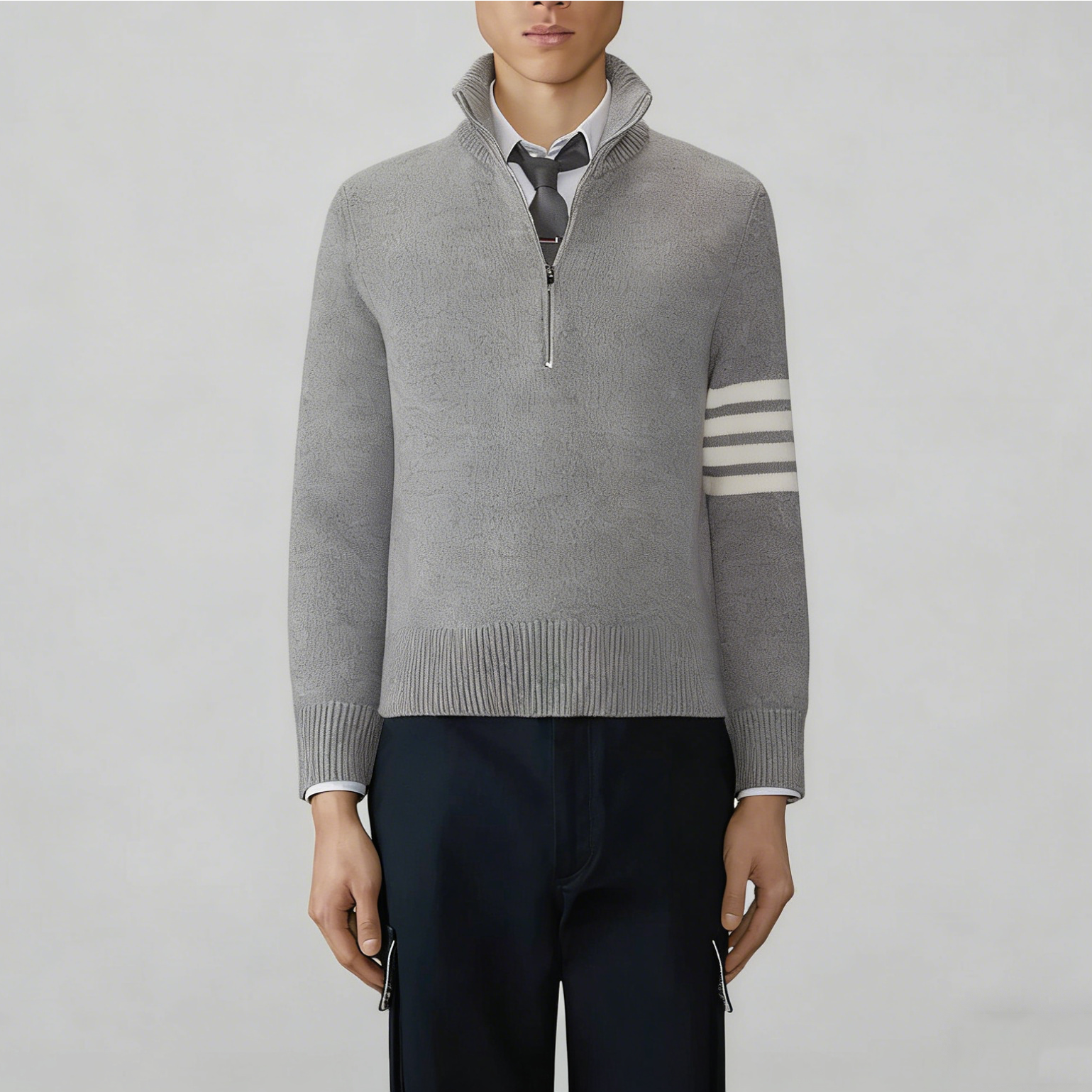 宝儿外贸经典四条杠高领半拉链羊毛衫男士套头针织毛衣9805,男装,针织衫/毛衣,淘宝优惠券,粉丝福利购,淘宝优惠卷