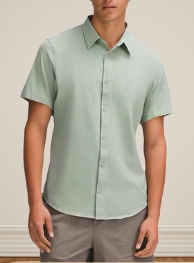 宝儿外贸同款Airing短袖衬衫网格纹理商务休闲百搭短袖衬衣1707