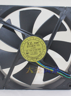 YaLn FAN悦伦14025 海盗船 D14BH-12 DC12V 0.7A 4线温控风扇 4线