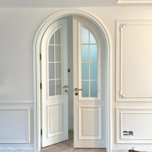 圆弧拱形门烤漆门对开门定制卧室客厅厨房造型实木房间实木复合门